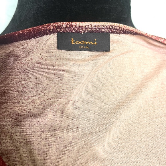 Vintage Toomi Y2K Drape Cowel Neck Top w/ Keyhole Flutter Sleeves Gradient 2000s - Picture 11 of 12